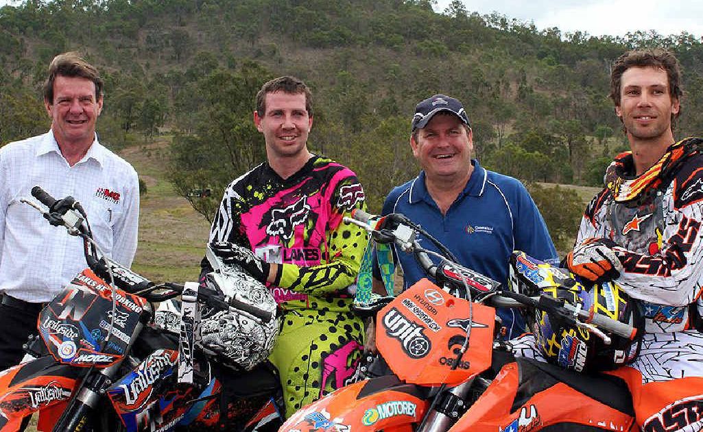 Lindsay Granger, Steve Sommerfeld, Phil Reeves and Matt Schubring look forward to the opening of the Queensland Moto Park at Wyaralong. Lindsay Granger, Steve Sommerfeld, Phil Reeves and Matt Schubring look forward to the opening of the Queensland Moto Park at Wyaralong.